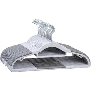 LMTrystFit 30-Pack Plastic Clothes Hangers, Space Saver, Non Slip, 360 Swivel Hook, 0.2 Inches Slim, Sturdy Heavy Duty Hangers for Coat, Durable Hangers for Suits, Light and Dark Gray