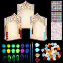 Glow in the Dark Dia De Los Muertos Altar Ofrenda Box DIY Decoration Kit, 3 Pcs Altar with Luminous Roses, Luminous Paint and Diamond Stickers, Day of the Dead Supplies and Decor