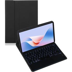 Keyboard Case for Lenovo Tab K10 2021/M10 FHD Plus 2022 2nd Gen 10.3inch Tablet, Wireless Keyboard Multi Angle Bracket Protective Cover, PU Soft Silicon Border (Black,Backlit TouchPad)