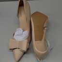 Womens Bow Heels Closed Pointed Toe Dress Shoes Stiletto Slip on Wedding Pumps Nude 8½