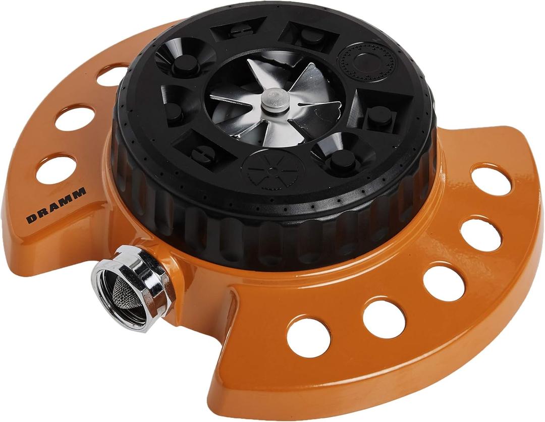 Dramm 15022 Color Storm 9-Pattern Premium Turret Sprinkler with Heavy-D, Orange