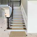 PURE ERA Bullnose Carpet Stair Treads Set Tape Free Non-Slip Indoor Stair Protectors Pet Friendly Rugs 9.5" x 30"(2 Pieces,Khaki Diamond Trellis)