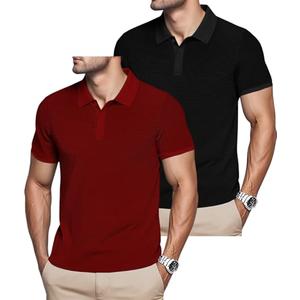 TAFLE Mens Polo Shirts 2 Pack Breathable Short Sleeve Golf Shirt Casual Button Down Shirt Lightweight Collared Waffle Shirts, XXL