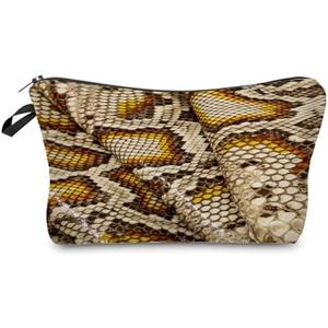 Livel lhood Snakeskin Cosmetic Bag Cute Small Makeup Bag Travel Toiletry Storage Organizer Zipper Pouch Snakeskin Pattern Makeup Bag Birthday Present for Snake Lovers Women Friends, Pack 5