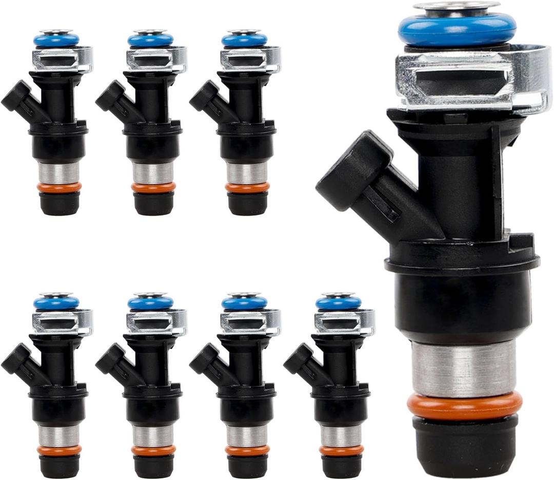Upgraded Fuel Injectors 4 Holes (8 Pcs), Fit for 1999-2006 Yukon XL Sierra 1500 2500 3500, Chevy Tahoe Express Suburban Silverado, Cadillac Escalade, 4.8L 5.3L 6.0L, Replace 17113698 17114502