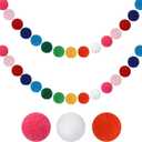 GCQQ Rainbow Pompom Garland 1.2" Large Pom Pom Felt Ball Garlands 16.4 Ft Colorful Pompom Garland for Wall School Photo Prop Classroom Birthday Party Home Christmas Tree Decoration(1.2"/3cm)