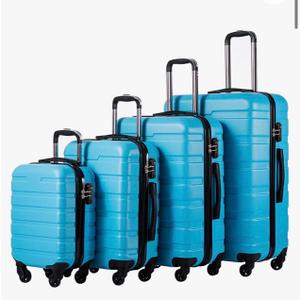 COOLIFE Luggage 4 Piece Set Suitcase Spinner Hardshell Lightweight TSA Lock (Family Set-Sky Blue)