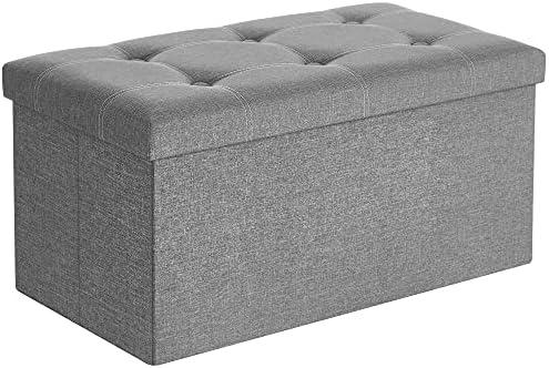 Amazon.com: SONGMICS MAZIE Collection - 30 Inches Ottoman Storage Bench, 21 Gal. Folding Chest with Breathable Linen-Look Fabric, Load up to 660 lb, for Entryway, Living Room, Bedroom, Light Gray ULSF001G02 : Home & Kitchen