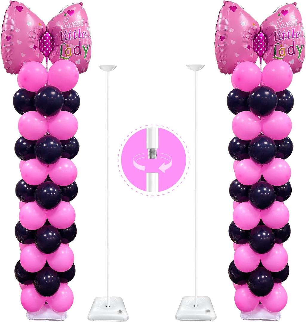 YALLOVE Heavy Duty Metal Balloon Stand Set of 2, Height Adjustable 1.3 to 10.5 Ft, Free Combination Balloon Centerpiece and Column Stand