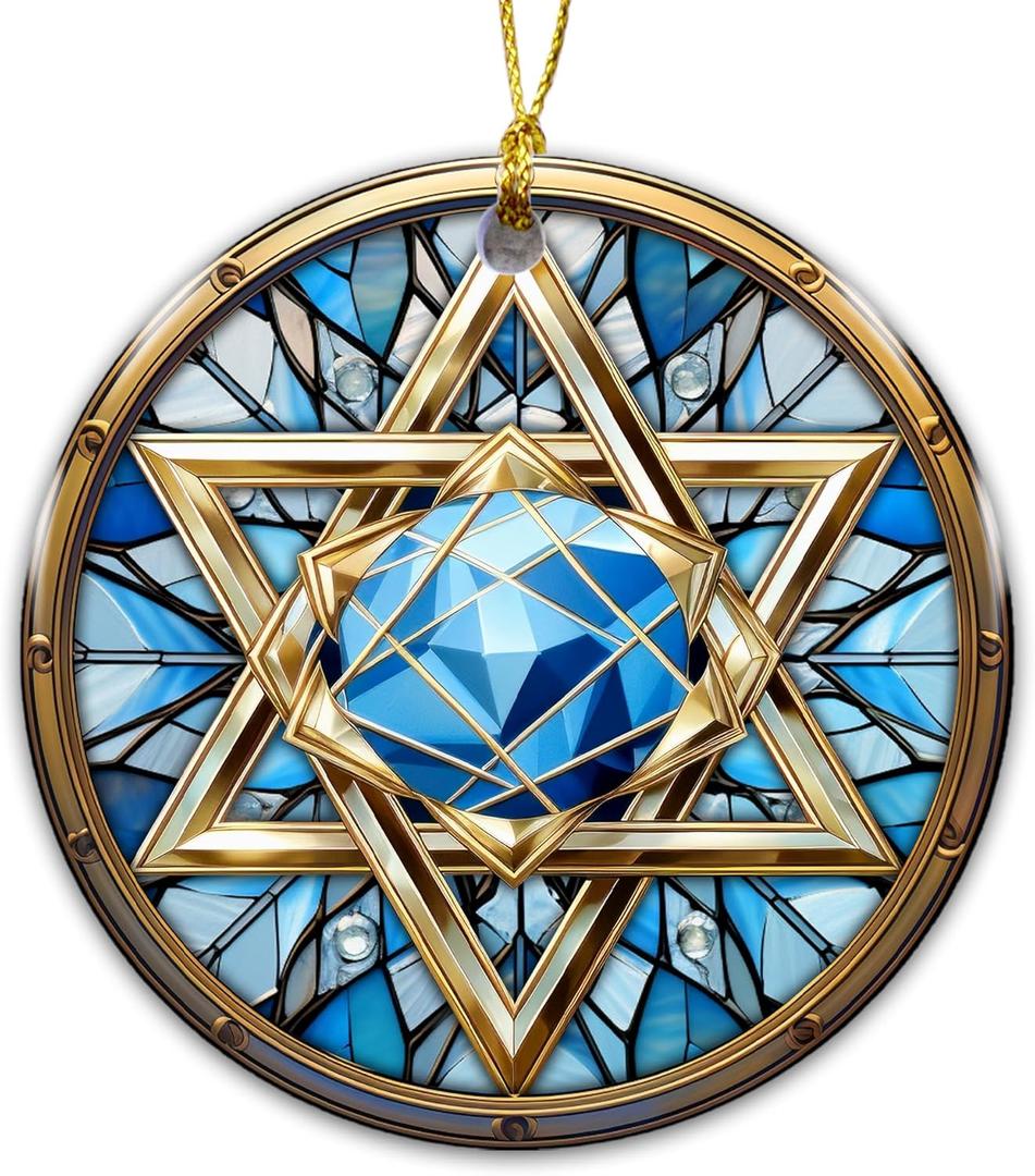 8 x Hanukkah Ornament - Star of David, Jewish Faith Home Dcor, Judaica Christmas Tree Ornament, Hebrew Symbol Gift for Hanukkah, Passover, or Spiritual Celebration
