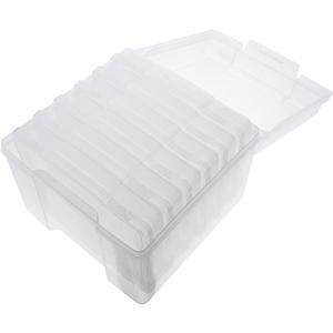Photo Box Organizer Dividers Sturdy Plastic Scrapbook Supplies for Greeting Cards Storage