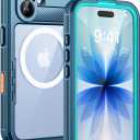 Lanhiem Magnetic for iPhone 17 Case, IP68 Waterproof, Dustproof, Compatible with Magsafe, Built-in Screen Protector, Full Body, Heavy Duty, Rugged Phone Cover, 6.3 inch, Blue