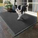 Front Door Mat 24''x36'', Drainage Heavy Duty Dirt Trapping Non-Slip Doormats, Outdoor Rubber Floor Mats, Restaurant Commercial Kitchen Industral Pool Entrance Bar Wet Area, Black