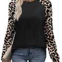 WIHOLL Long Sleeve Shirts for Women Color Block Fall Outfits for Women 2025 Cute Early Fall Fashion 2025 Winter Clothing Ladies Tops Blouses Dressy Casual School Teacher Clothes Leopard Print XL
