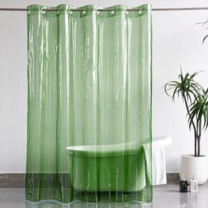 Barossa Design No Hook Clear Green Shower Curtain or Liner - Soft EVA 10G Extra Heavy Duty Shower Curtain with 3 Magnets for Bathroom, Standard Size 71" x 74", Clear Green