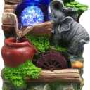 Tabletop Fountain Indoor Small Rockery Desktop Mountain Cascading Waterfalls with Rolling Ball Waterwheel for Gift and Decoration