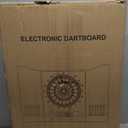 Electronic Dart Board, Decorative Dart Board Cabinet Set for Adults [12*Bronze Soft Tip Darts] [Cricket Game Mode]- Wooden Electric Dartboard Cabinet for Family Game Rooms