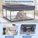 Foldable Baby Playpen with Mat, 50''x50'' Playpen for Babies and Toddlers, Play Pen for Baby with Gate, Breathable, Collapsible Play Yard with Bag (Dark Grey, M)