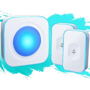 Wireless Doorbell Waterproof 1200 feet Door Bell with 2 Buttons with Different Tones Operating at 36 Melodies 4 Volume levels Flash Light 1 Receiver 2 Button White JSIEEM