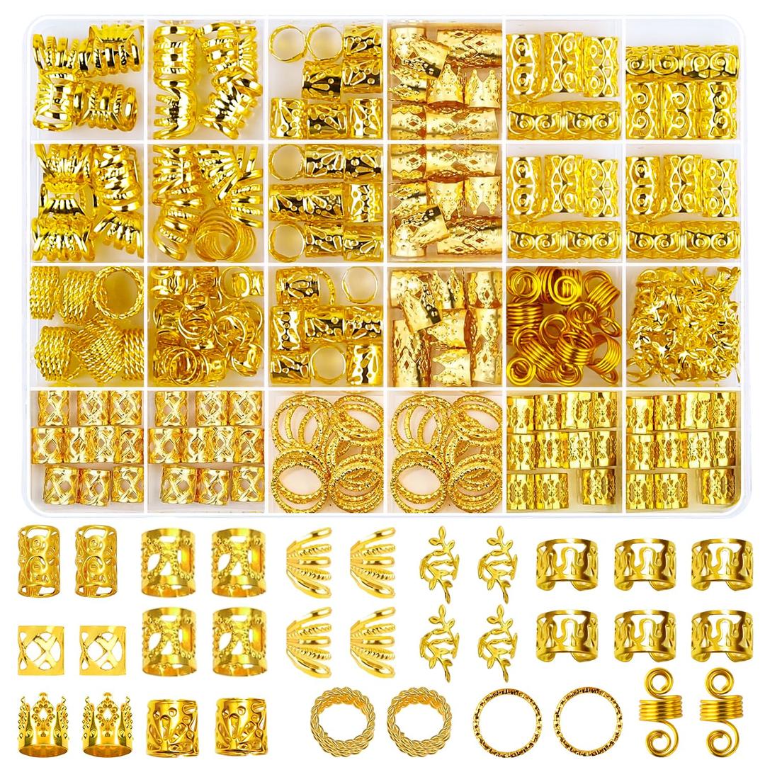 Hair Jewelry for Braids, Gold Loc Jewelry for Hairs Dreadlocks Braid Clips Accessories Metal Hair Rings for Braids Cuffs Braid Clips Decorations for Women Men Unisex