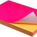 Bright Neon Pink Sticker Paper - Shipping Label Full Sheet Adhesive - 8.27 x 11.69 inch A4 Sticker Paper Labels for Laser/Inkjet Printers for Office Business School Project (20 Sheets)