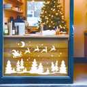 2 x Large Christmas Window Stencils for Snow Spray Reusable Pine House Reindeer Stencil Template Drawing Holiday Winter Scene Stencils for Painting on Wood Glass Window Doormat Wall(window4)