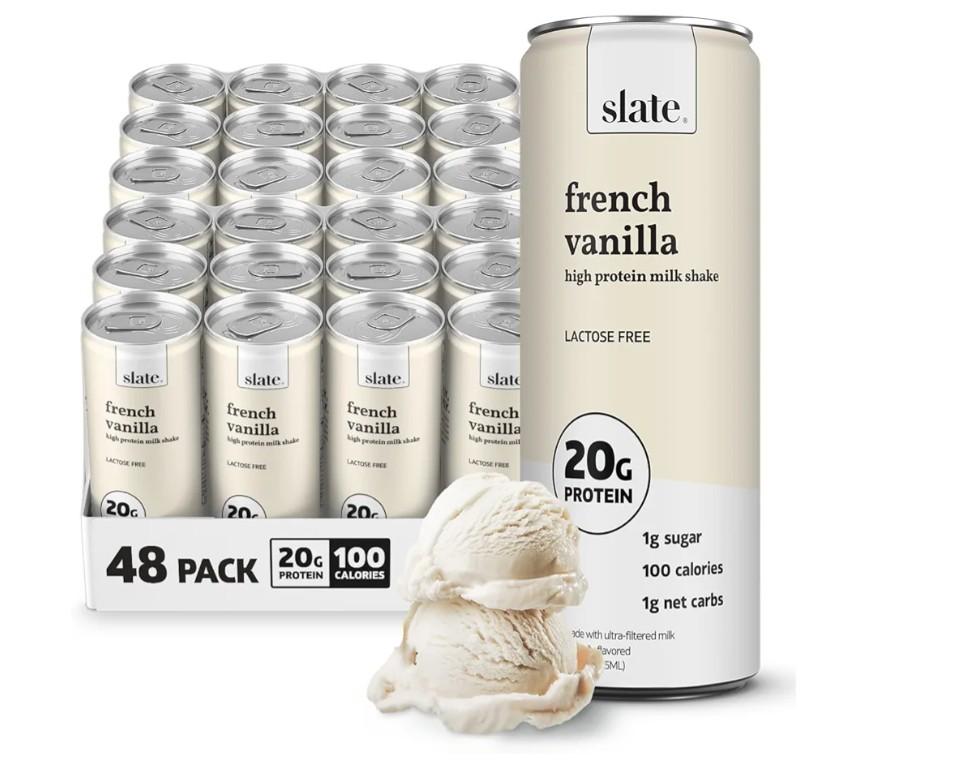 Slate High Protein Milk Shake, French Vanilla, 20g Protein, Lactose-Free, Kosher, Keto Friendly, Gluten Free, 11 Fluid Ounce (Pack of 12), BB Date Apr/09/2026