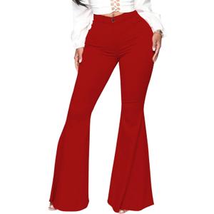 Bell Bottom Jeans for Women Skinny Flared Jeans Elastic High Waisted Vintage 70s Classic Stretchy Wide Leg Denim Pants (Large)