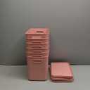 Honeydak 6 Pcs Plastic Storage Bins with Lids Plastic Storage Baskets Boxes Stackable Containers Organizer Bins for Shelves Drawer Playroom (Pink,11.81 x 9.84 x 8.07 Inch)