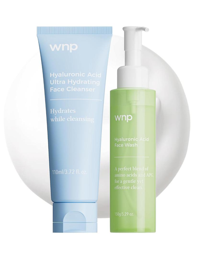 WNP Double Cleanser Duo for Facial Cleansing: Amino Acid Deep Clean Gel & Hyaluronic Acid Hydrating Face Wash for Gentle, Non-Stripping, Moisture-Locking Daily Cleanse
