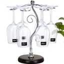 Countertop Wine Glass Holder Tabletop Stemware Storage Rack Air Drying System Kitchen Bar Desktop Goblet Storage Metal Glasses Display Stand (13.7in*10.2in*5.9in)