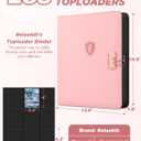 Relaehih 9 Pocket Toploader Binder with Lock Holds 288 Top Loaders Premium Zipped Double-Sided Card Album for Trading, MTG, Sports Cards (Pink)