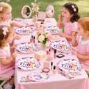 Grencian 96 Pcs Threenager Birthday Decorations Girl Makeup Spa 3rd Birthday Plates and Napkins Little Miss Threenager Birthday Decorations for 3 Year Old Girl Serves 24