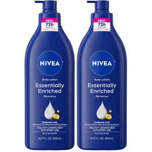 NIVEA Essentially Enriched Body Lotion, Dry to Very Dry Skin, 16.9 Fl Oz, Pack of 2