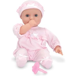 Melissa & Doug Mine to Love Jenna 12" Baby Doll with Moving Eyes, Thumb & Pacifier Sucking Action, Doll Clothes & Accessories, Toddler Toys for Girls & Boys Ages 18 Mo+