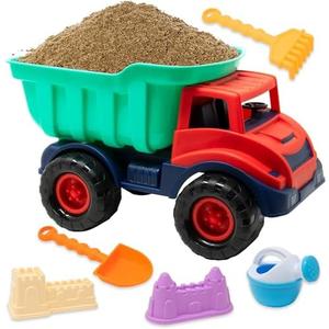 Beach Toys Sand Toys for Kids Beach Dump Truck Set | Includes Sand Castle Molds, Shovel, Rake, Watering Can