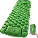 WANNTS Sleeping Pad, Ultralight Inflatable Sleeping Pad for Camping, Built-in Pump, Ultimate for Camping, Hiking - Airpad, Carry Bag, Repair Kit - Compact & Lightweight Camping Pad(Green)