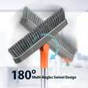AIR U+ Grout Brush with Long Handle 180 Swivel Scrub Brush with Tweezers to Hair Clip V-Shape Grout Line Scrubber Stiff Bristles for Deep Cleaning Crevice, Tile Line, Shower, Kitchen, Corners