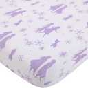Disney Frozen 2 Lavender, Light Blue and Purple Forest Spirit 4 Piece Toddler Bed Set - Comforter, Fitted Bottom Sheet, Flat Top Sheet, Reversible Pillowcase
