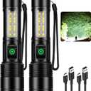 Kmivo Rechargeable LED Flashlights High Lumens - 990,000 lm Super Bright Flash Light with 6 Modes, Adjustable Light, Powerful Handheld Linternas for Home, Camping2 Packs