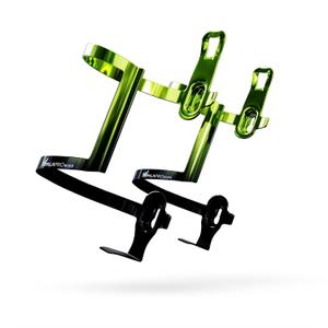 IMPALAPRO Aluminum Side Entry Bottle Cage Lightweight 34g Secure Grip Anti-Scratch Design Bike Water Bottle Holder Side Load with Electroplated Gradient Finish Universal fit 72-76mm (Lime 2pc)