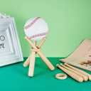 Maitys Baseball Stand Holder for Display Wooden Baseball Holder Stand Mini Sports Balls Bats Display Centerpieces Table Decorations Accessories for Friends Sports Lover Gifts