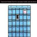 KEEPJOY Classroom Pocket Chart for Cellphone Calculator Holder, 30 Clear Pocket Charts for Classroom 33.5 x 24.5 inch Hanging cell phone Organizer Storage (Blue-30 pockets)