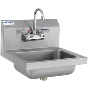 Kratos Commercial Hand Sink with Gooseneck Faucet | 9"W x 9"D x 5"H Stainless Steel Bowl | Wall Mounted Stainless Steel Handwashing Sink for Foodservice and Commercial Use | NSF Certified (28W-090)