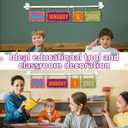 Confetti Calendar Bulletin Board Set Colorful Dot Flip Calendar with Holder Confetti Classroom Decoration with 54 Date Cards Adjustable Calendar Holder for Classroom Home Decor Supplies