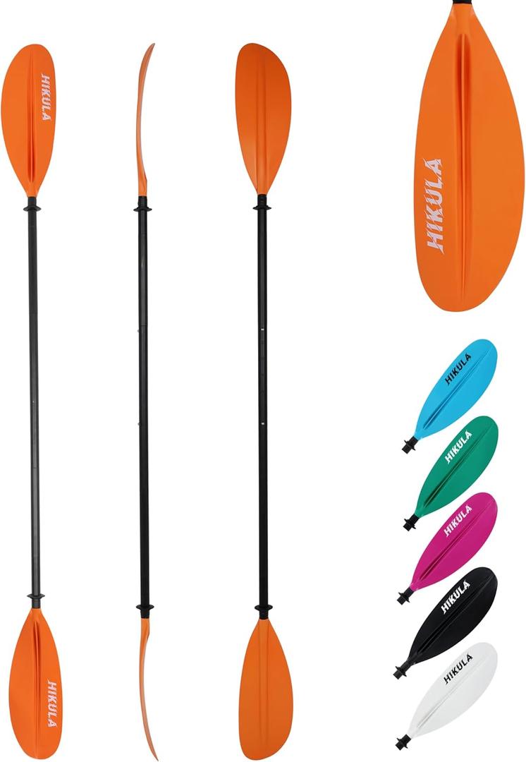 Kayak Paddles Aluminum Shaft Paddle with Nylon Blades, Floating Adjustable Kayaking Oars, 3 Piece, 220-240cm/86-94 Inches, Black/Rose/Teal (Orange)