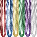 Oojami Mardi Gras Beads Necklaces - 33" Assorted Colors Beaded Necklaces for Mardi Gras, Carnival, Pirate Parties, Masquerade and Christmas, Bulk Parade Throws and Party Favors for Men and Women