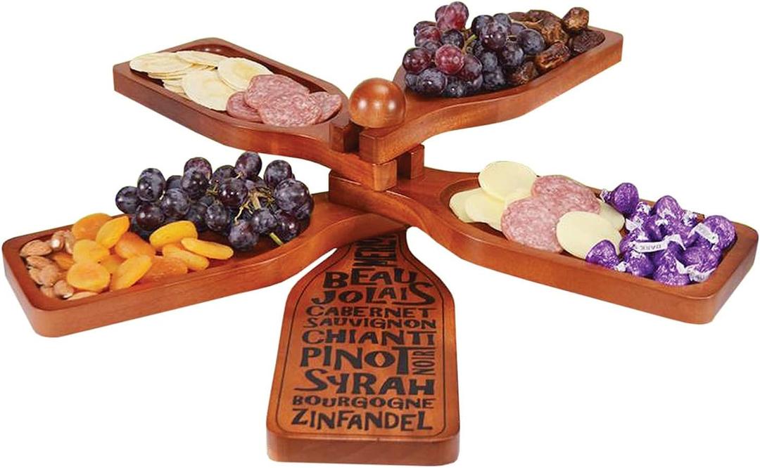 Primeware Appetizer Plate Set - Mahogany Wood  Bottle Shaped Serving Platters With Display Stand Hold Meat, Cheese, Fruit,  Glasses Primeware Appetizer Plate Set - Mahogany Wood  Bottle Shaped Serving Platters With Display Stand Hold Meat, Cheese, Fruit,  Glasses