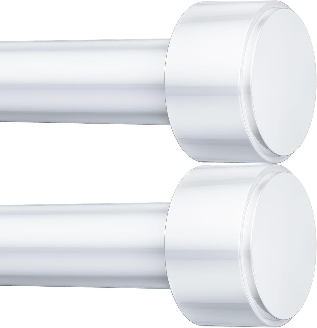 2 Pack Curtain Rods for Windows 32-60 Inch, 1 Inch Adjustable White Curtain Rod Set with Brackets, Easy Install