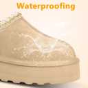 INPAKSA Women's Slippers Platform Mini Boots Short Ankle Boot Fur Fleece Lined Sneakers House slippers Anti-Slip Boot For Outdoor (7, Beige)